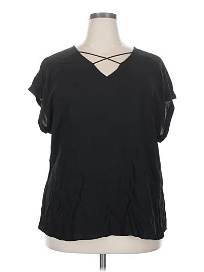 Pre-owned Avenue Short Sleeve Blouse In Black
