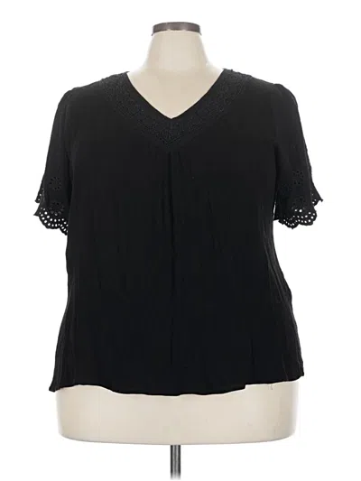Pre-owned Avenue Short Sleeve Blouse In Black
