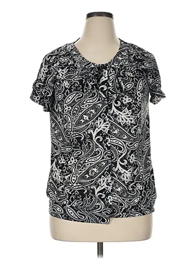 Pre-owned Avenue Short Sleeve Blouse In Black