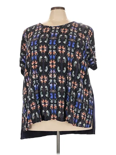 Pre-owned Avenue Short Sleeve Blouse In Black