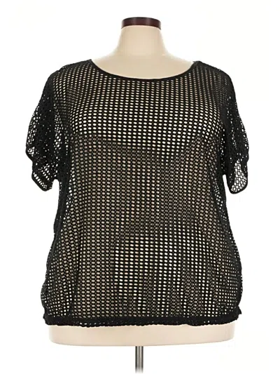 Pre-owned Avenue Short Sleeve Blouse In Black