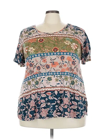 Pre-owned Avenue Short Sleeve Blouse In Blue