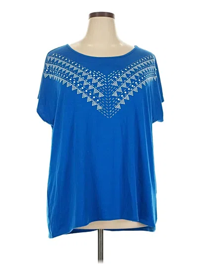 Pre-owned Avenue Short Sleeve Blouse In Blue