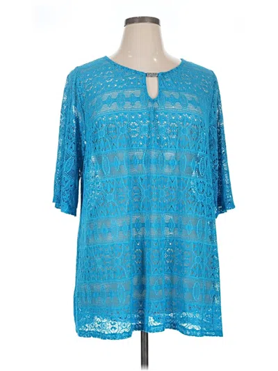 Pre-owned Avenue Short Sleeve Blouse In Blue