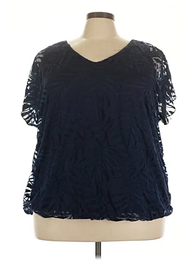 Pre-owned Avenue Short Sleeve Blouse In Blue