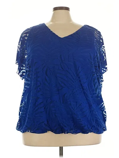 Pre-owned Avenue Short Sleeve Blouse In Blue
