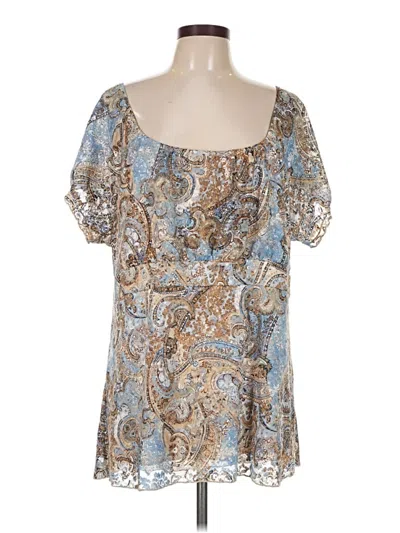 Pre-owned Avenue Short Sleeve Blouse In Blue