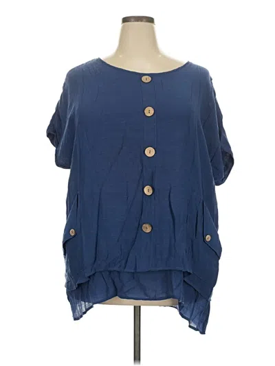 Pre-owned Avenue Short Sleeve Blouse In Blue