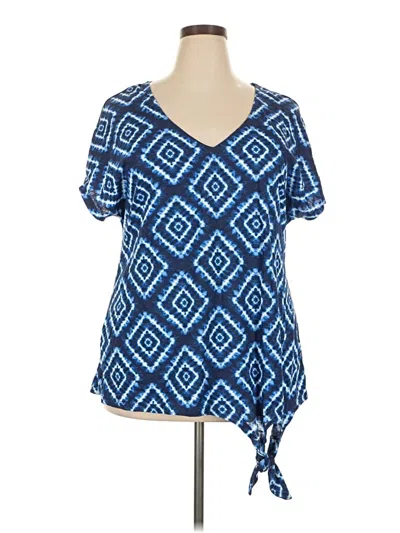 Pre-owned Avenue Short Sleeve Blouse In Blue