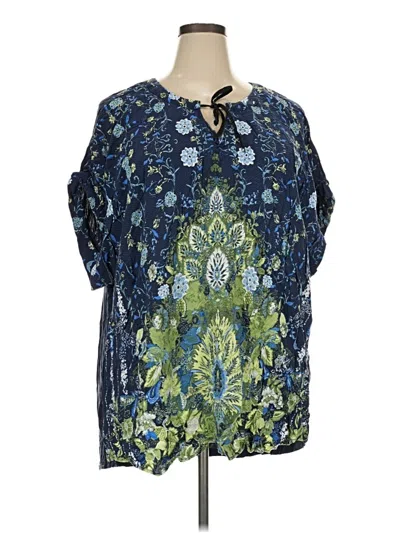 Pre-owned Avenue Short Sleeve Blouse In Blue