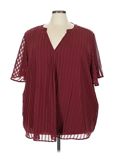 Pre-owned Avenue Short Sleeve Blouse In Burgundy