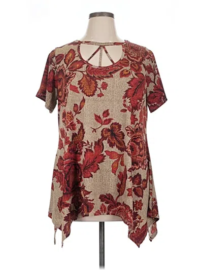 Pre-owned Avenue Short Sleeve Blouse In Burgundy