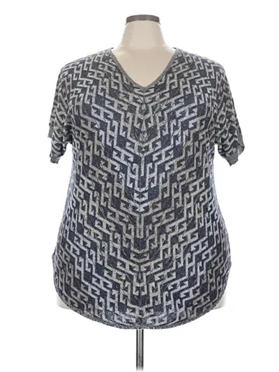 Pre-owned Avenue Short Sleeve Blouse In Gray