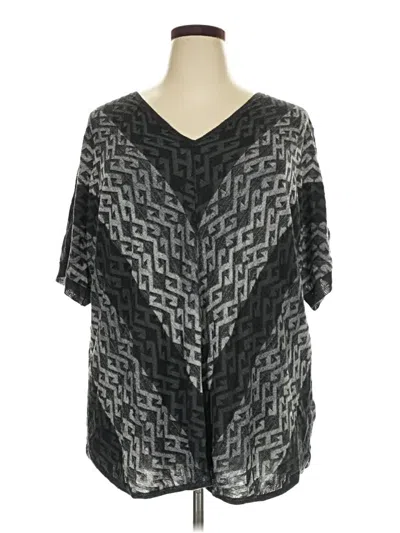 Pre-owned Avenue Short Sleeve Blouse In Gray