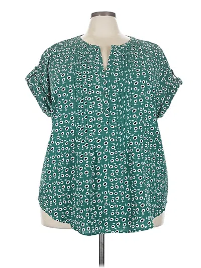 Pre-owned Avenue Short Sleeve Blouse In Green