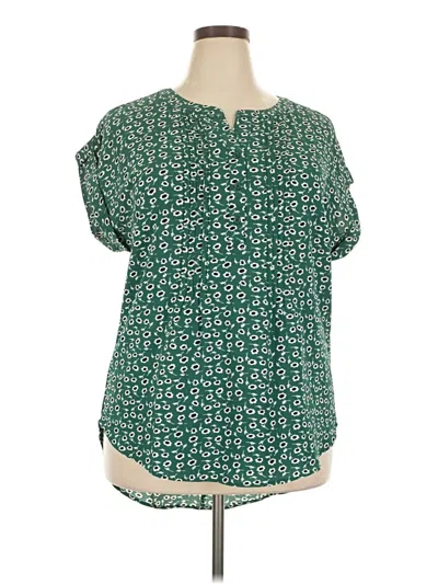 Pre-owned Avenue Short Sleeve Blouse In Green