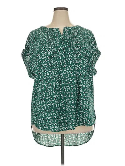 Pre-owned Avenue Short Sleeve Blouse In Green
