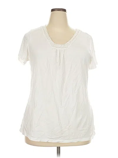 Pre-owned Avenue Short Sleeve Blouse In Ivory