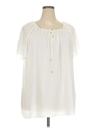 Pre-owned Avenue Short Sleeve Blouse In Ivory