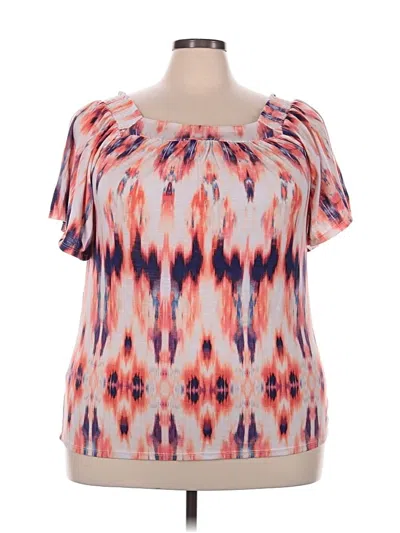 Pre-owned Avenue Short Sleeve Blouse In Orange