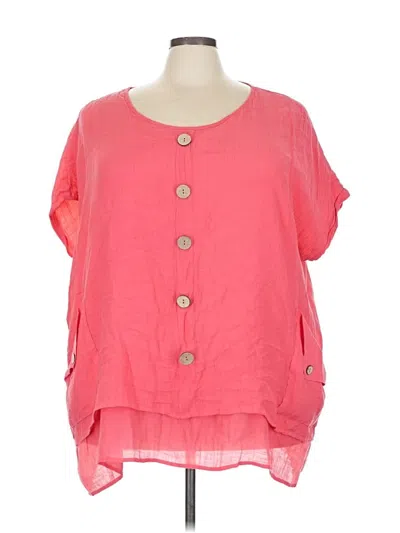 Pre-owned Avenue Short Sleeve Blouse In Pink