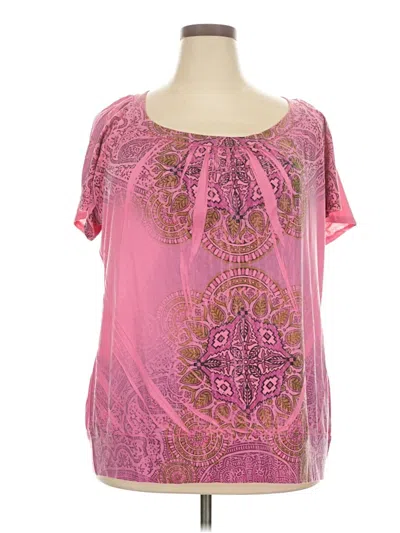 Pre-owned Avenue Short Sleeve Blouse In Pink