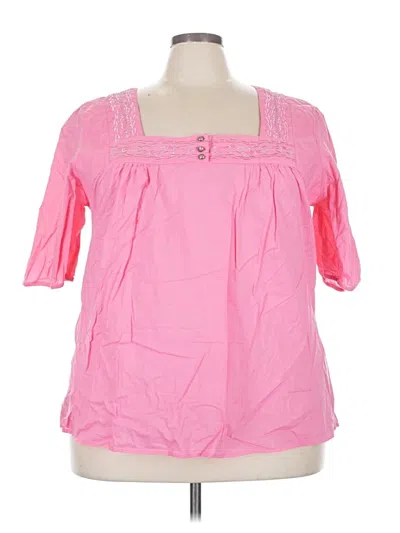 Pre-owned Avenue Short Sleeve Blouse In Pink