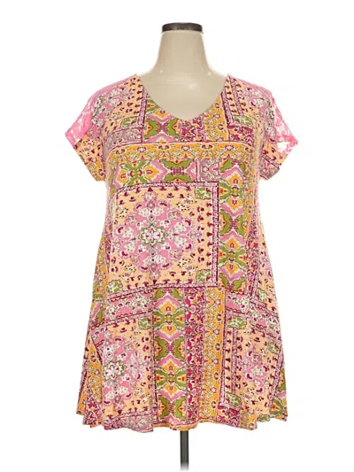 Pre-owned Avenue Short Sleeve Blouse In Pink