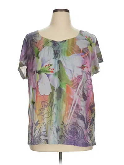 Pre-owned Avenue Short Sleeve Blouse In Purple