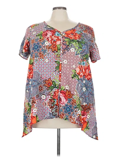 Pre-owned Avenue Short Sleeve Blouse In Red