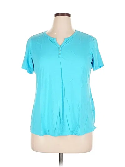 Pre-owned Avenue Short Sleeve Henley Shirt In Blue
