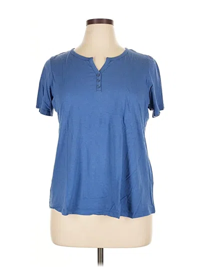 Pre-owned Avenue Short Sleeve Henley Shirt In Blue