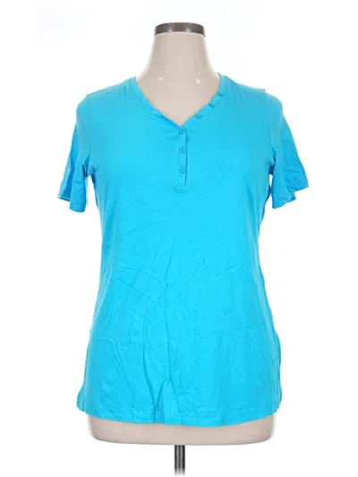 Pre-owned Avenue Short Sleeve Henley Shirt In Blue