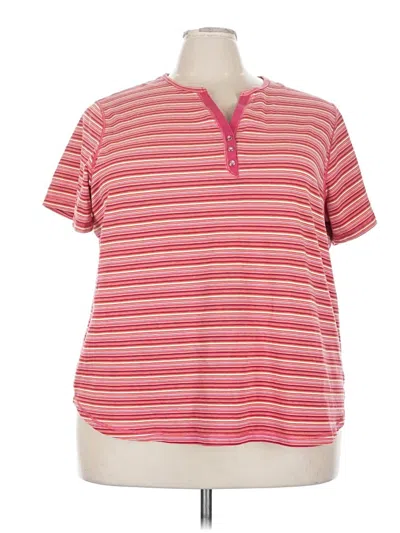 Pre-owned Avenue Short Sleeve Henley Shirt In Red