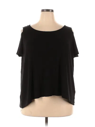 Pre-owned Avenue Short Sleeve Top Black Cold Shoulder Neckline Tops