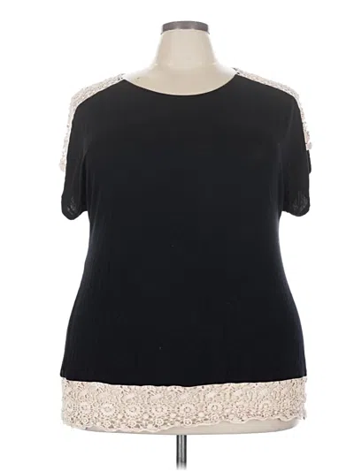 Pre-owned Avenue Short Sleeve Top Black Crew Neck Tops