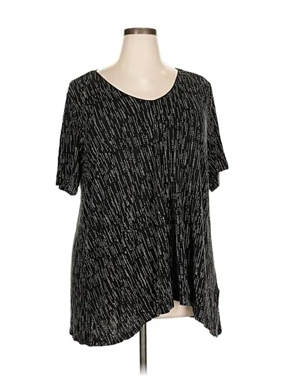 Pre-owned Avenue Short Sleeve Top Black Scoop Neck Tops
