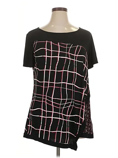 Pre-owned Avenue Short Sleeve Top Black Square Neckline Tops