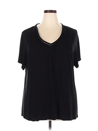 Pre-owned Avenue Short Sleeve Top Black V Neck Tops