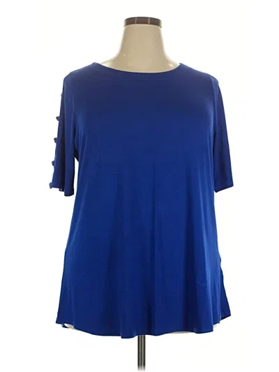 Pre-owned Avenue Short Sleeve Top Blue Cold Shoulder Neckline Tops