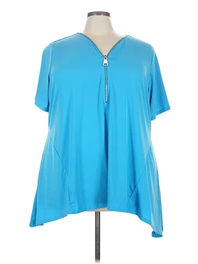 Pre-owned Avenue Short Sleeve Top Blue Crew Neck Tops