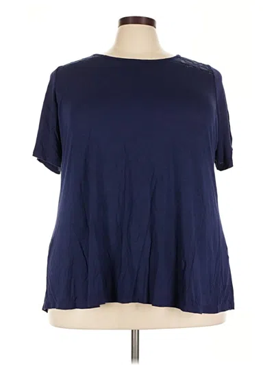 Pre-owned Avenue Short Sleeve Top Blue Crew Neck Tops
