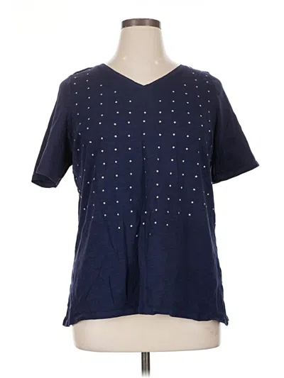 Pre-owned Avenue Short Sleeve Top Blue Stars Pattern Crew Neck Tops