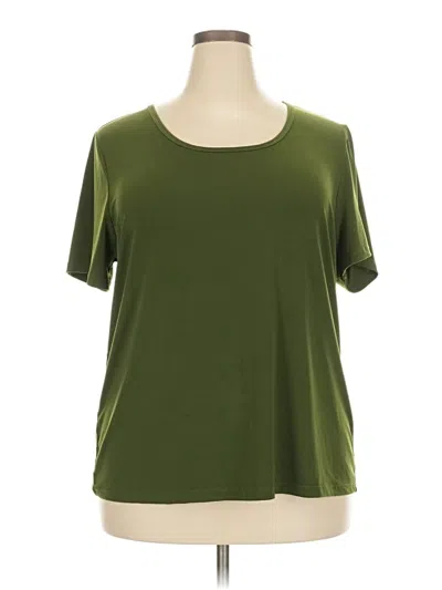 Pre-owned Avenue Short Sleeve Top Green Scoop Neck Tops