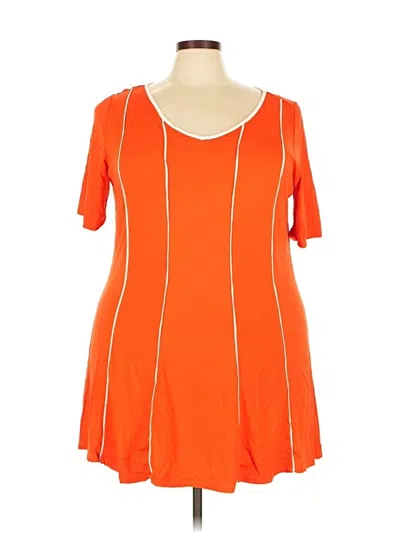 Pre-owned Avenue Short Sleeve Top Orange Scoop Neck Tops