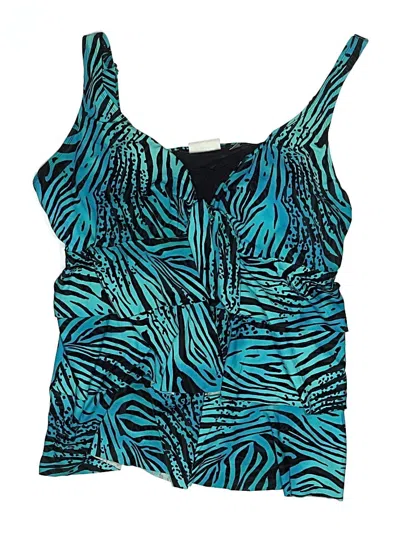 Pre-owned Avenue Swimsuit Top Blue Animal Print Pattern Swimwear