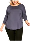 Avenue Plus Size Neela Zip Plain Top In Purple