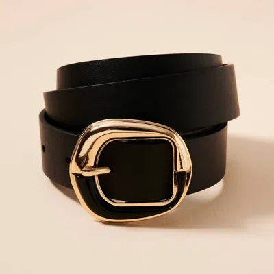 Avenue Zoe Women's Two Tone Faux Leather Metal Belt In Black