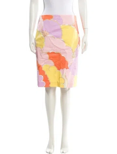 Pre-owned Averardo Bessi Floral Print Knee-length Skirt In Yellow