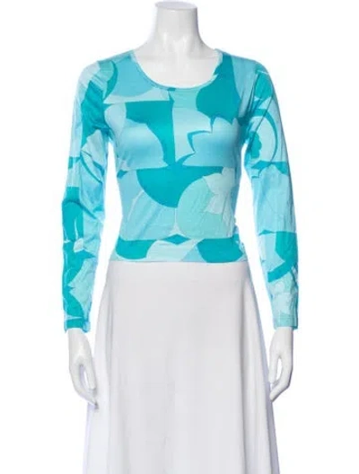 Pre-owned Averardo Bessi Printed Crew Neck Top In Blue